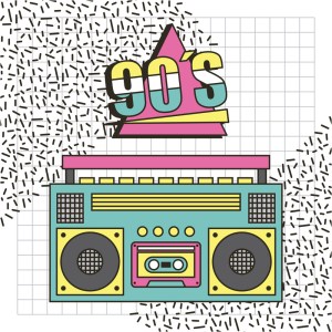 tape recorder 90s music memphis style background